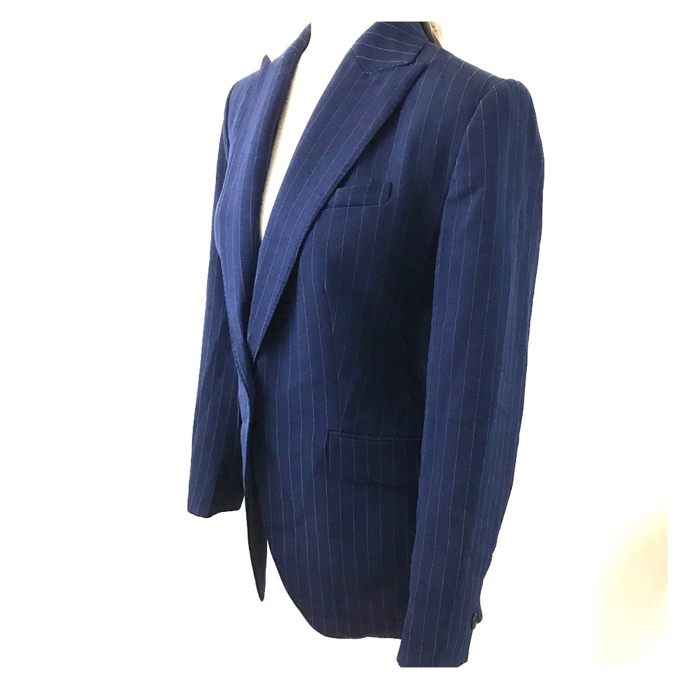 Dark blue pinstripe long peak lape blazer (#88)